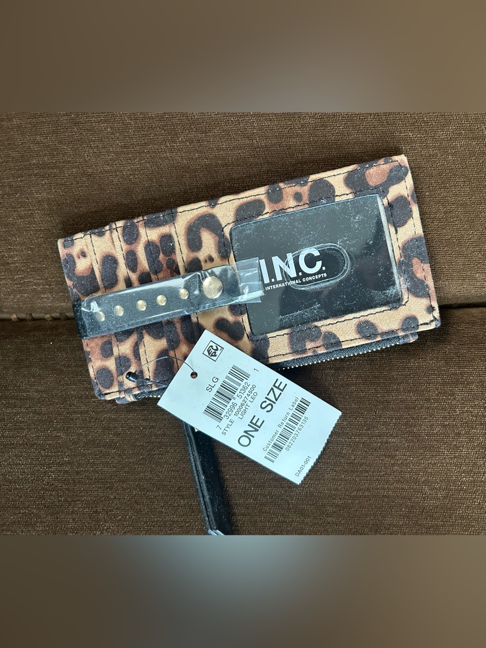 INC International Concepts Leopard Print Card Holder Wallet - Black, Brown